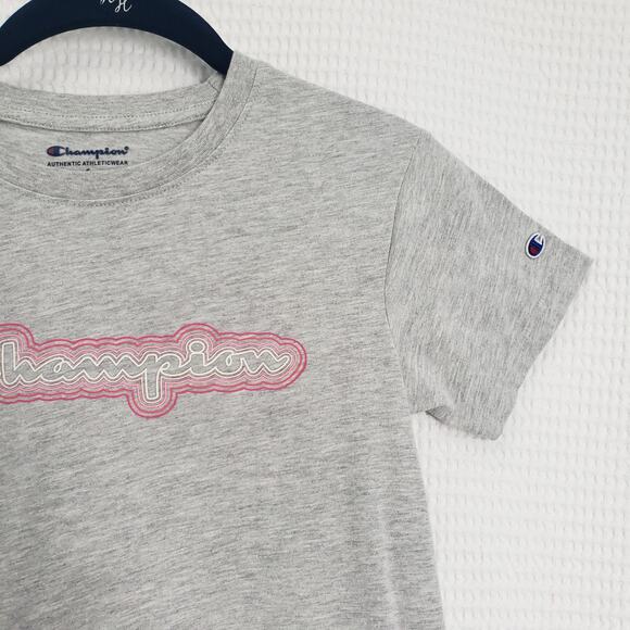 Champion T-Shirt Dress Girls Small Gray Athletic Casual Short Sleeve Crew Neck - Picture 8 of 11
